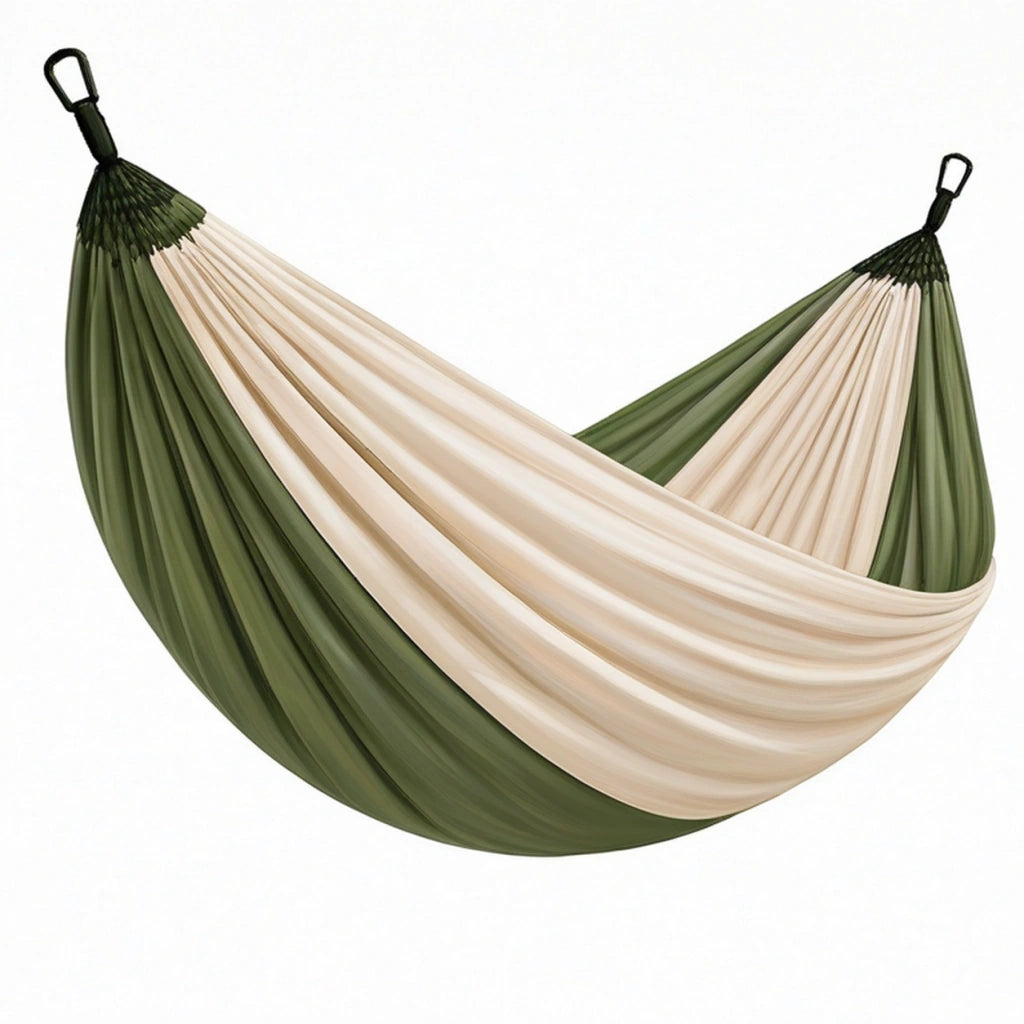 Amaca 270 x 150 cm in tessuto verde e beige - sospesa per giardino
