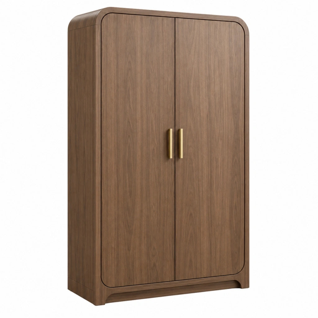 Armadio 100 x 55 x 200 cm in legno marrone con 2 ante stile moderno